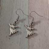 Ghost earrings, cartoon earrings, Halloween earrings, Halloween jewelry, goth earrings, goth jewelry, scary earrings, quirky earrings,