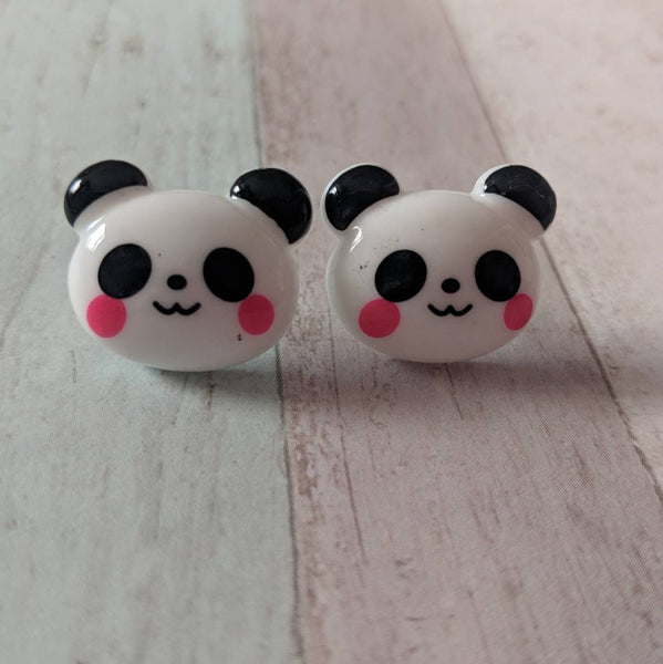 Panda earrings, stud earrings, panda jewellery, animal earrings, animal jewellery, gifts for her, kawaii jewelry, kawaii earrings,