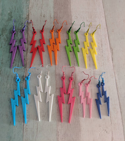 Lightning bolt earrings, punk style earrings, kawaii earrings, kawaii jewelry, fun retro earrings, novelty earrings, aesthetic earrings,