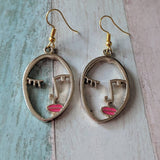 Face earrings, tribal earrings, tribal jewellery, art deco earrings, abstract art jewelry, art teacher gifts, artist earrings, art lover
