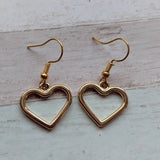 Heart earrings, girlfriend gifts, heart themed gifts, heart jewellery, gold heart earrings, love themed gifts, heart accessories,