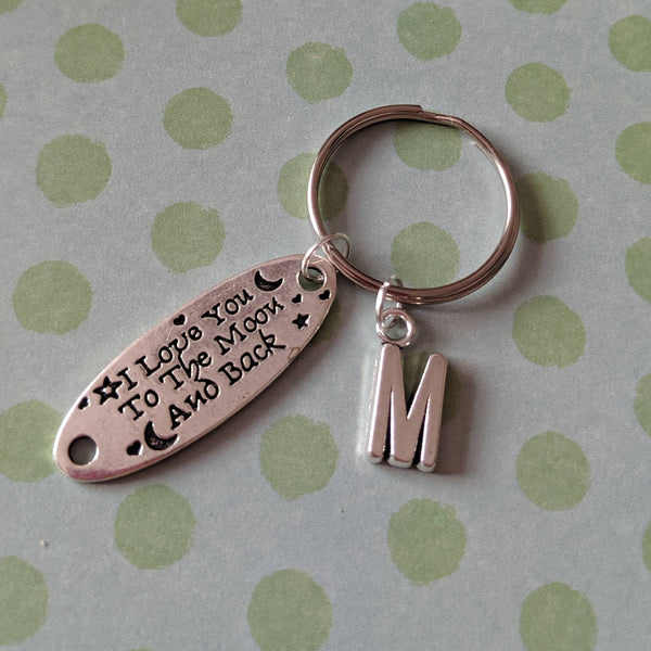 I love you to moon and back keyring, personalised keyring, initial keyring, girlfriend gifts, anniversary gifts, couples gift, sister gift