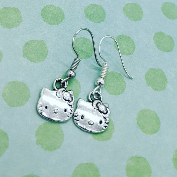 Cat earrings, cat jewelry, fandom jewelry, gifts for her, cartoon earrings, cat lover gifts, charm earrings, sister gifts, kawaii jewelry