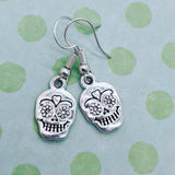 Sugar skull earrings, day of the dead, Halloween earrings, Halloween jewelry, skull jewellery, gifts for her, charm earrings, sister gifts