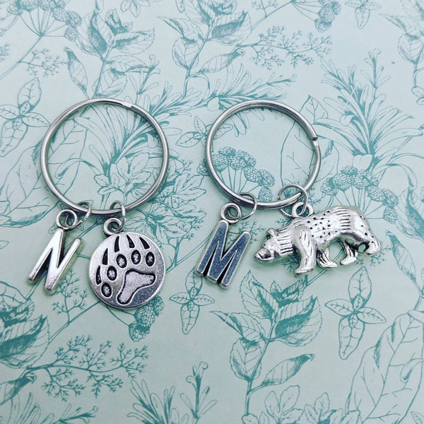 Bear keyring, bear lover gifts, initial keychain, animal keychain, keyring gifts, bff gifts, sister gifts, animal lover gifts, secret santa