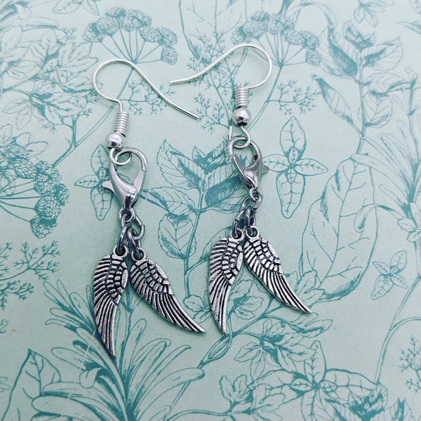 Angel wing earrings, angel jewelry, charm earrings, sister gifts, bff gifts, simple earrings, birthday gifts, stocking fillers, gift ideas