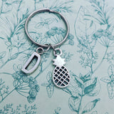 Pineapple keychain, vegan gifts, fruit gifts, fruit keychain, sister gifts, bff gifts, initial keychain, zipper charm, vegan keyring,