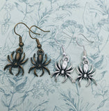 Spider earrings, spider jewelry, gifts for spider owners, gothic earrings, gothic jewellery, Halloween accessories, spider accessories