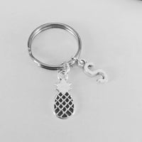 Pineapple keychain, vegan gifts, fruit gifts, fruit keychain, sister gifts, bff gifts, initial keychain, zipper charm, vegan keyring,