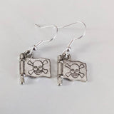 Pirate earrings, flag earrings, pirate jewelry, Halloween earrings, goth earrings, gothic earrings, rockabilly earrings, pirate gifts,