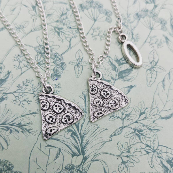 Best friend necklace, best friend gifts, set of 2 pizza necklace, gifts for best friend, birthday gifts, girlfriend gifts, pizza lover gifts