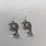 Music earrings, music jewellery, music lover gifts, Musician earrings, horn earrings, teacher gifts, french earrings, teacher earrings