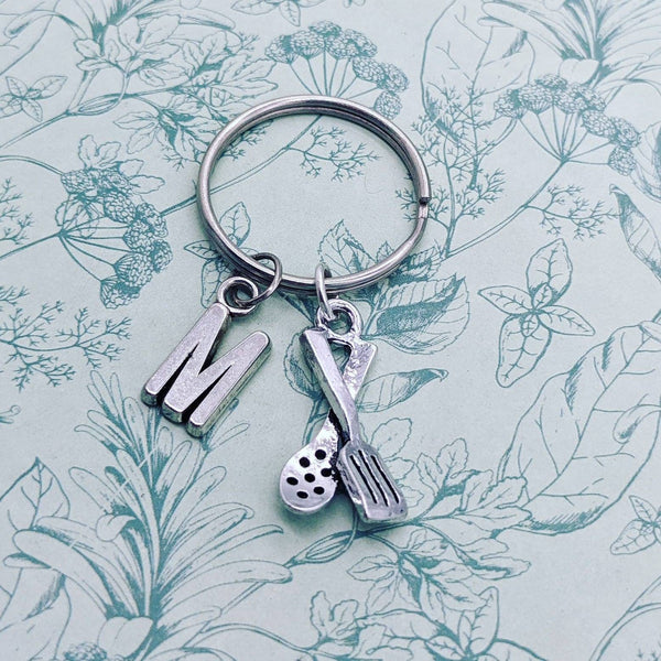 Baking keyring gift, chef keyring gifts, chef graduation gift, cooking keyring gifts, cooking teacher, initial keyring, bag charm, sous chef