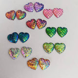 Mermaid heart stud earrings, heart earrings, mermaid earrings, mermaid jewellery, mermaid scale, dragon scale earrings, dragon jewellery,