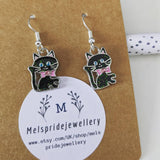 Cat earrings, novelty earrings, cat jewelry, animal earrings, animal jewelry, gifts for her, cute earrings, cute jewelry, sister gifts