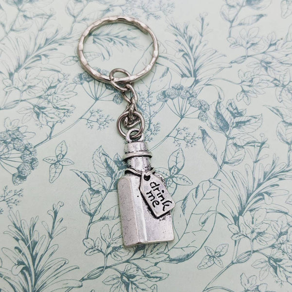 Alice keyring, Alice keychain, fandom gifts, fairytale, keyring gifts, drink me, bag charm, zipper charm, stocking fillers, bff gifts,