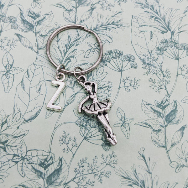 Ballerina keyring, dance keyring, ballet teacher keyring, dancer gift, personalised gifts, initial keyring, gifts for ballerina, girl gifts,