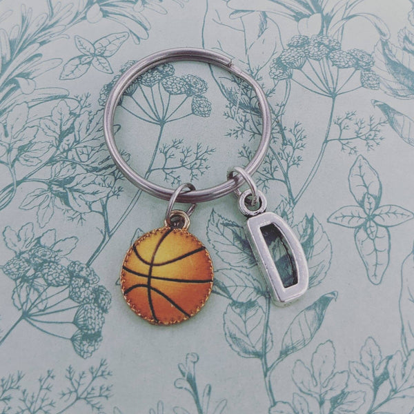 Basketball keyring, basketball player gifts, basketball gifts, sports gifts, sports keyring, basketball coach gifts, initial keyring,