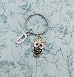 Bird keychain, owl Keyring, bird Keyring, owl lover gifts, bird watcher, secret santa, personalised initial keyring, bird accessories,