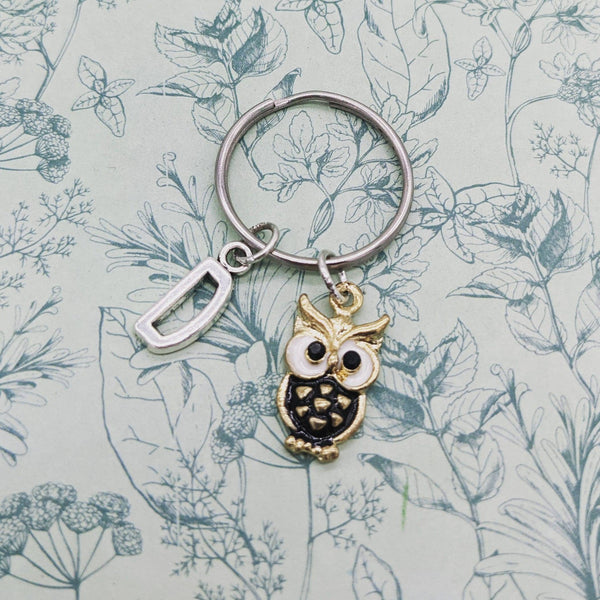 Bird keychain, owl Keyring, bird Keyring, owl lover gifts, bird watcher, secret santa, personalised initial keyring, bird accessories,