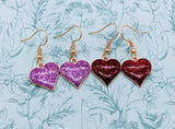 Heart earrings, heart jewellery, glittery earrings, valentines Day gifts, anniversary gifts, girlfriend gifts, cute earrings, love gifts,