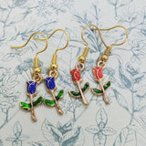Flower earrings, flower jewelry, red rose earrings, rose themed, valentine's Day gift, girlfriend gifts, girlfriend jewelry, teen gifts,