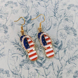 Flip flop earrings, USA flag, flip flop lover, flip flop inspired, USA flag earrings, flip flop jewelry, patriotic earrings, patriotic gifts