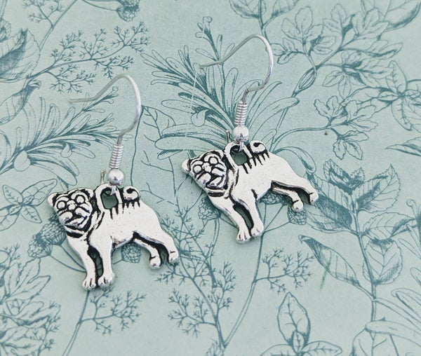 Pug earrings, pug gifts, pug jewellery, animal earrings, dog earrings, bff gifts, gifts for her, sister gifts, pug lover gifts, dog jewelry