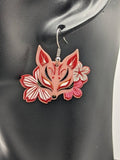 Pink fox earrings, fox jewelry, gifts for fox lovers, kawaii earrings, big statement earrings, sakura earrings, fox inspired gifts,