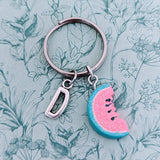 Watermelon keychain, glittery fruit keychain, kawaii inspired gifts, cute glittery gifts, personalised initial keychain, watermelon charm,
