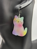Kawaii cat earrings, kawaii jewelry, statement earrings, multicoloured earrings, cat mom gifts, gifts for cat lovers, animal lover earrings