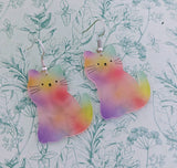 Kawaii cat earrings, kawaii jewelry, statement earrings, multicoloured earrings, cat mom gifts, gifts for cat lovers, animal lover earrings