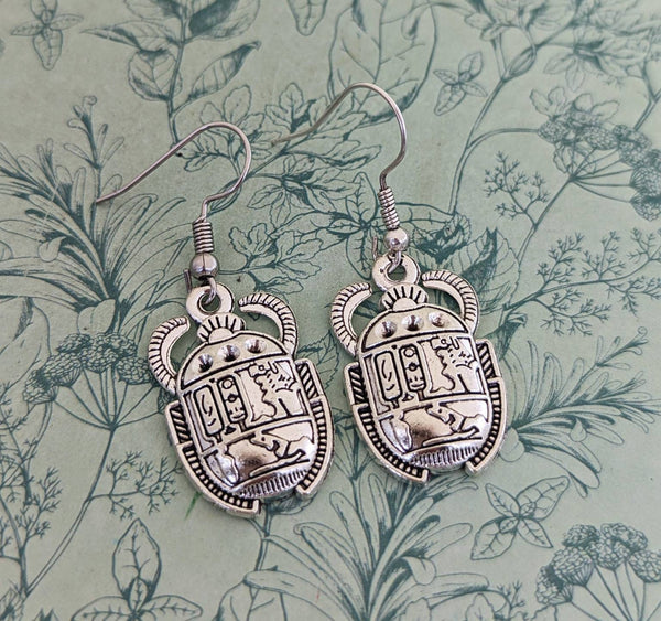 Scarab beetle earrings, insect earrings, history teacher gifts, celestial inspired gifts, beetle jewelry, witch inspired gifts, insect gifts