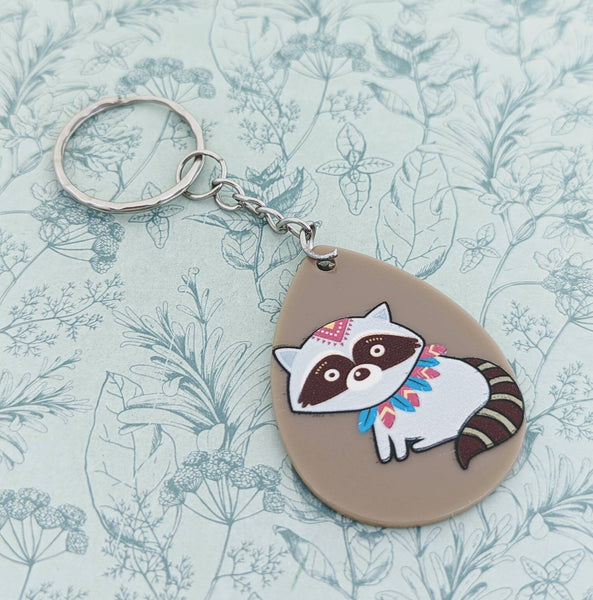 Raccoon keychain, raccoon Keyring, gifts for raccoon lovers, raccoon inspired gifts, raccoon themed gifts, animal lovers, animal inspired