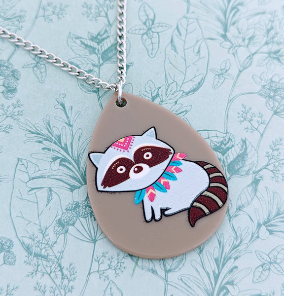 Raccoon necklace, gifts for raccoon, raccoon jewelry, zoo keeper gifts, raccoon accessories, raccoon themed, raccoon inspired gifts,