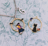 Witch necklace, black cat pendant necklace, black cat jewellery, witchcraft gifts, Halloween necklace, little witch gifts, witch gifts,