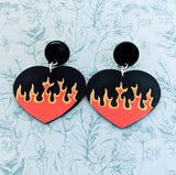 Black heart earrings, heart jewelry, stud earrings, biker chic earrings, punk themed, rockabilly earrings, rockabilly jewelry,