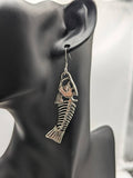 Fishbone earrings, fish jewelry, gothic jewelry earrings, statement earrings, skeleton bone earrings, witchy inspired gifts, pirate inspired