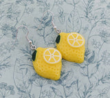 Lemon earrings, fruit earrings, lemon themed jewelry, lemon lover gifts, fruit lover gifts, kawaii earrings, foodie gifts, statement jewelry
