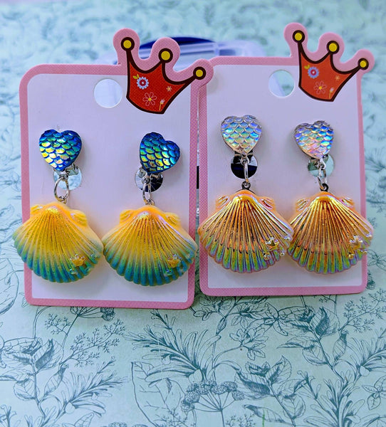 Seashell clip on earrings, beach jewelry, children's earrings, children's jewelry, beach inspired gifts, nautical earrings, summer earrings