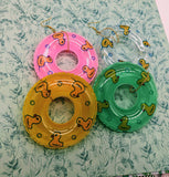 Fun quirky rubber ring earrings, inflatable earrings, novelty jewelry, statement earrings, kawaii jewelry, kawaii earrings, duck earrings,