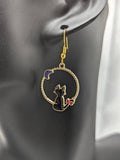 Witch earrings, black cat earrings, witchy gifts, Halloween earrings, Halloween jewelry, little witch, celestial earrings, bat earrings,