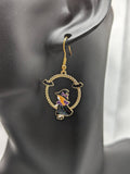 Witch earrings, black cat earrings, witchy gifts, Halloween earrings, Halloween jewelry, little witch, celestial earrings, bat earrings,