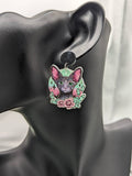 Sphynx cat earrings, sphynx cat lover gifts, sphynx cat themed, cat mom gifts, gothic earrings, cat stud earrings, sphynx mom gifts,