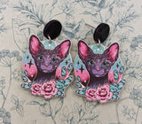 Sphynx cat earrings, sphynx cat lover gifts, sphynx cat themed, cat mom gifts, gothic earrings, cat stud earrings, sphynx mom gifts,