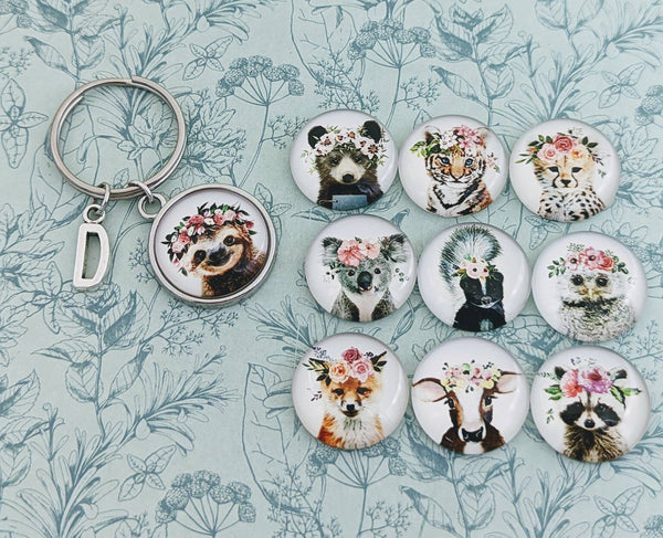 Baby animal keychain, cute animal keyring, animal lover gifts, sloth themed, brown bear gifts, cow lover gifts, owl inspired, tiger themed