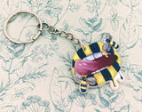 Bee keychain, bee Keyring, bee lover gifts, bee keeper gifts, lips keychain, bumble bee gifts, statement keychain, nature lover, retro gifts