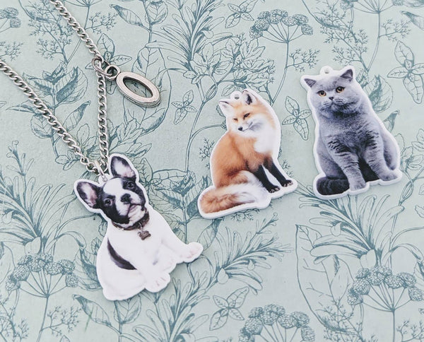 French bulldog necklace, fox jewelry, fox pendant necklace, gift for fox lovers, cat mom gifts, Frenchie gifts, cat themed, dog owner gifts,
