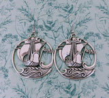 ship earrings, boat earrings, boat lover gifts, statement earrings, gothic jewelry, gothic earrings, pirate themed, nautical jewellery,