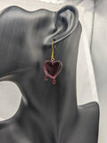 Bleeding heart earrings, gothic style earrings, gothic gift ideas, black heart earrings, heart themed gifts, gifts for gothic girlfriend,